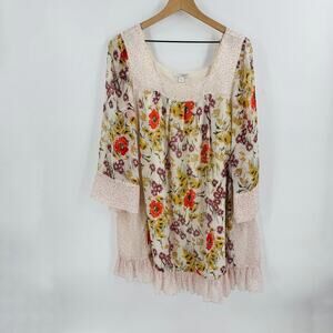 Jovovich-Hawk for Target Boho Polka Dot Mini Dress Long Sleeves Flowy Size S